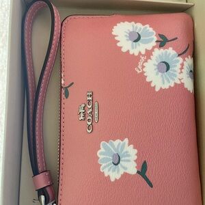 Coach Pink and White Floral Wristlet